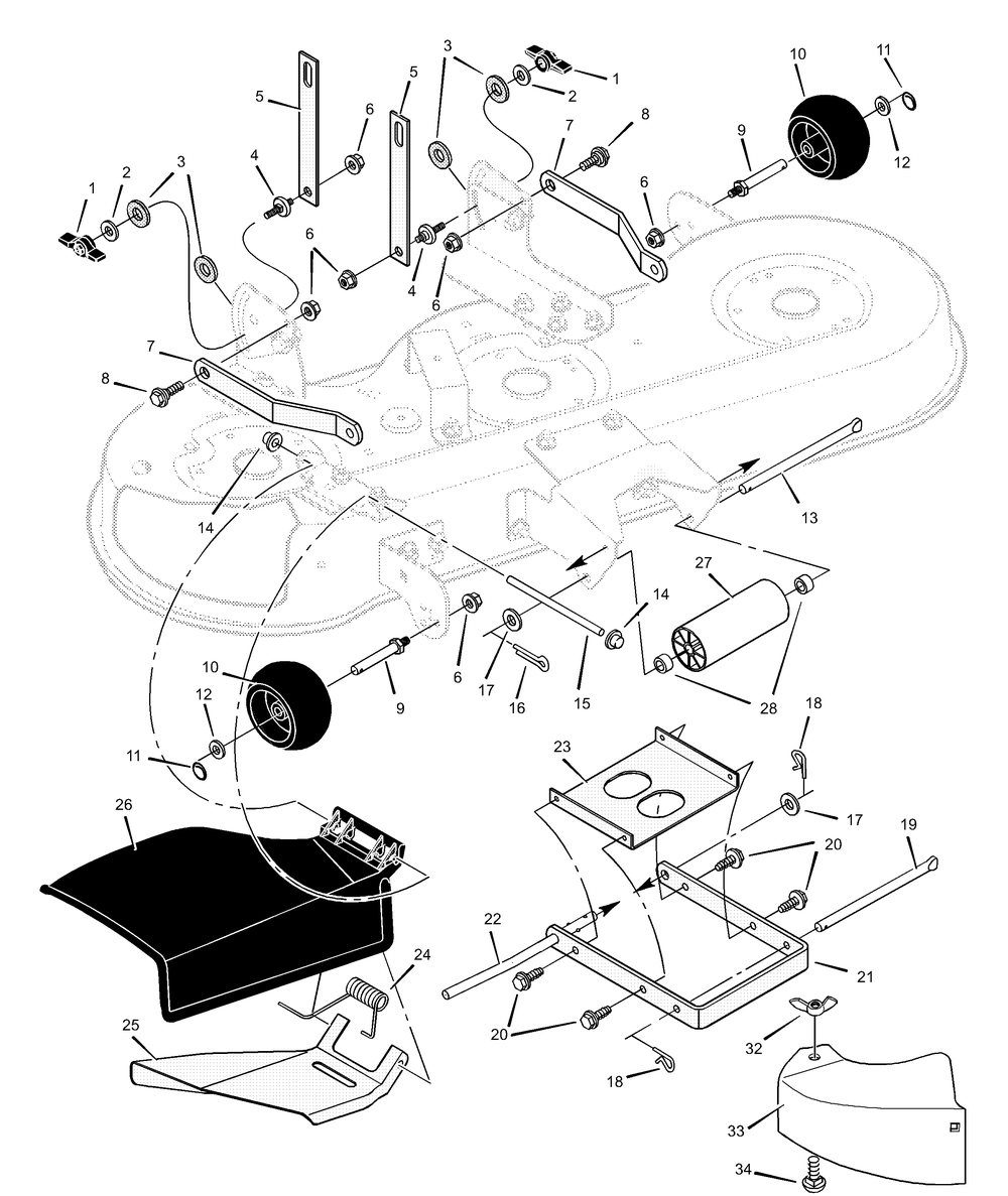 Mower Housing Suspension (Part 2) Diagram and Parts List for 465606X683A 2001 Briggs and Stratton Lawn Tractor